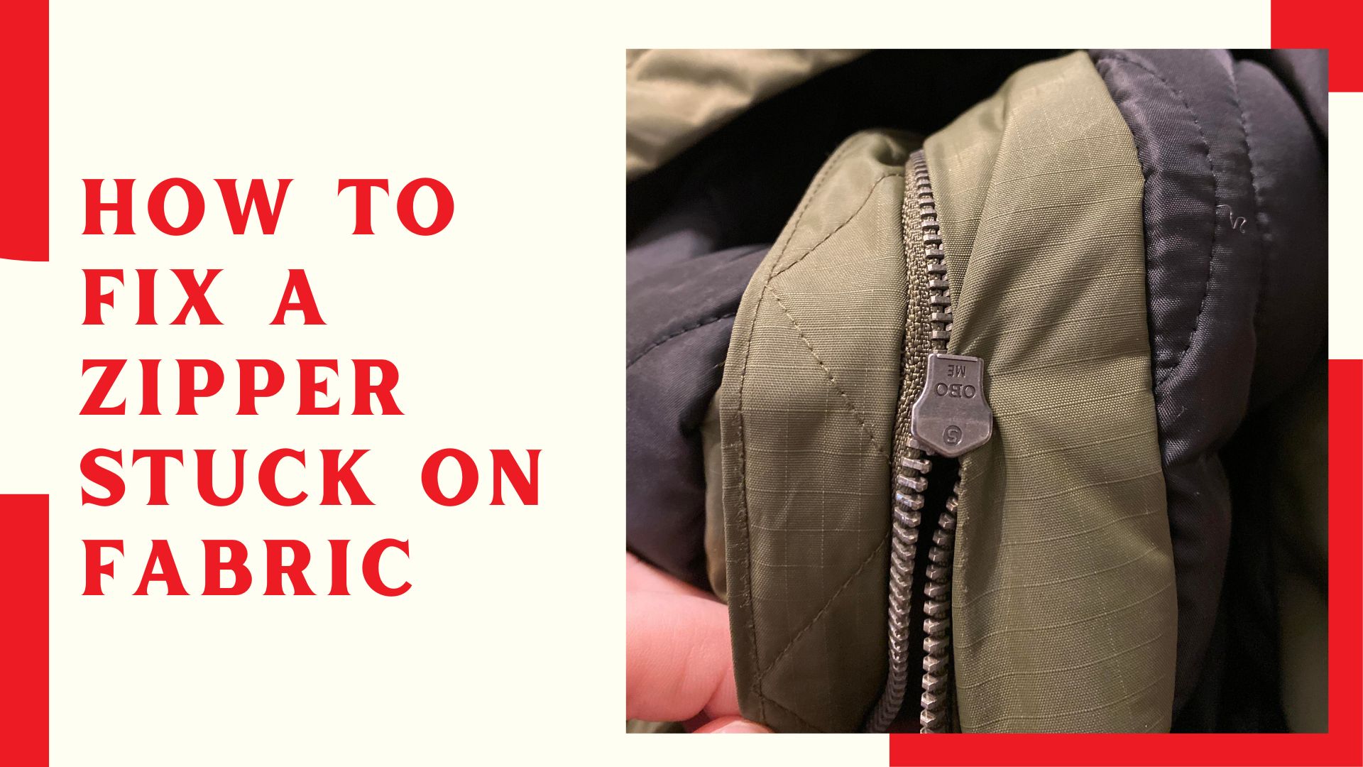 how to fix a zipper stuck on fabric