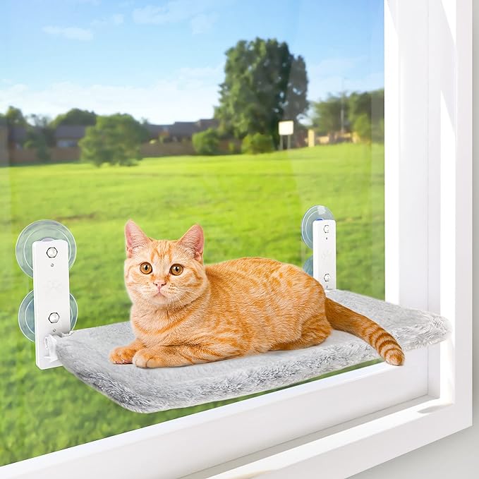 AMOSIJOY Cordless Cat Hammock Window Perch