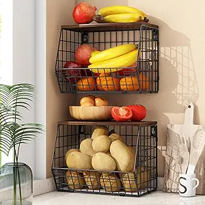 Stackable Wall Basket Fruit Basket for Kitchen,