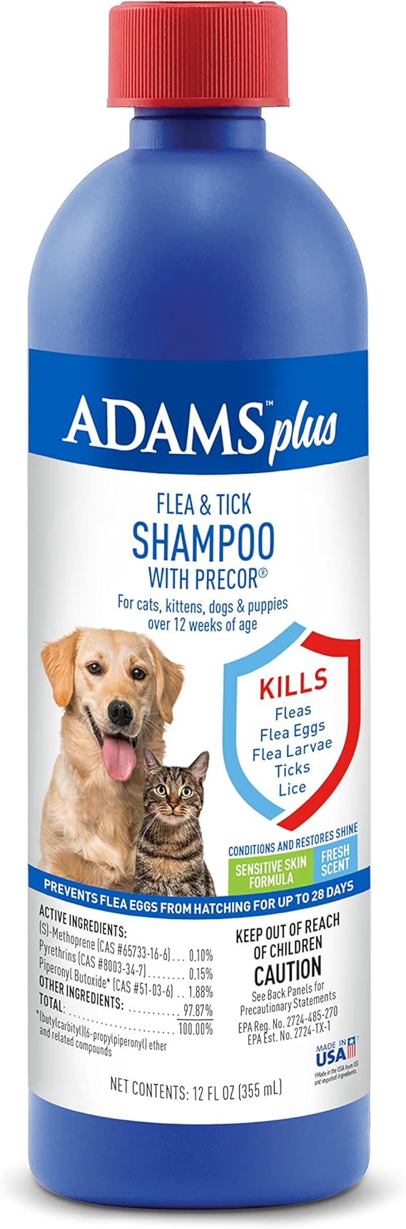 Adams Plus Flea & Tick Shampoo with Precor for Dogs