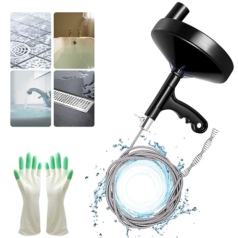 Drain Auger with Gloves Drain Clog Remover for Bathtub 