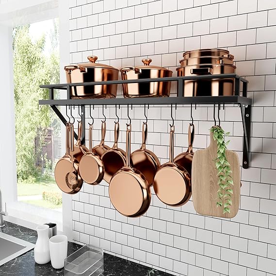 KES Kitchen Pan Pot Rack Wall Mounted Hanging Storage Organizer