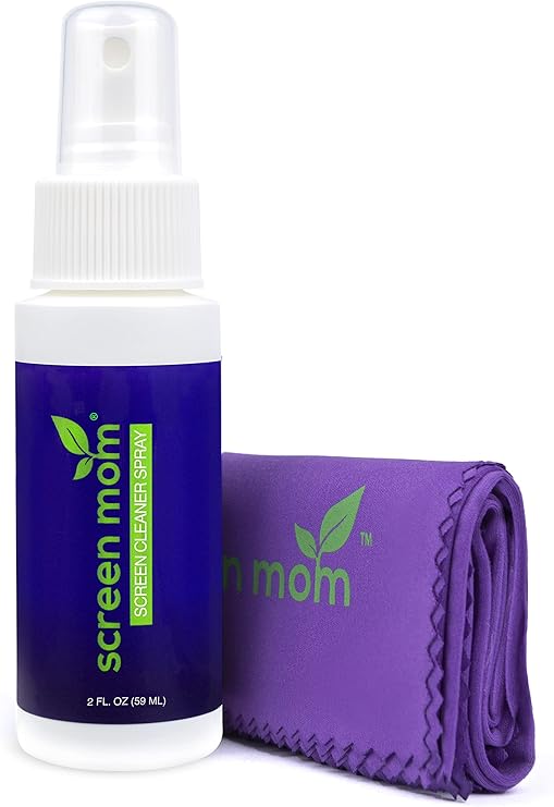 Screen Mom Screen Cleaner Spray With Purple Cleaning Cloths