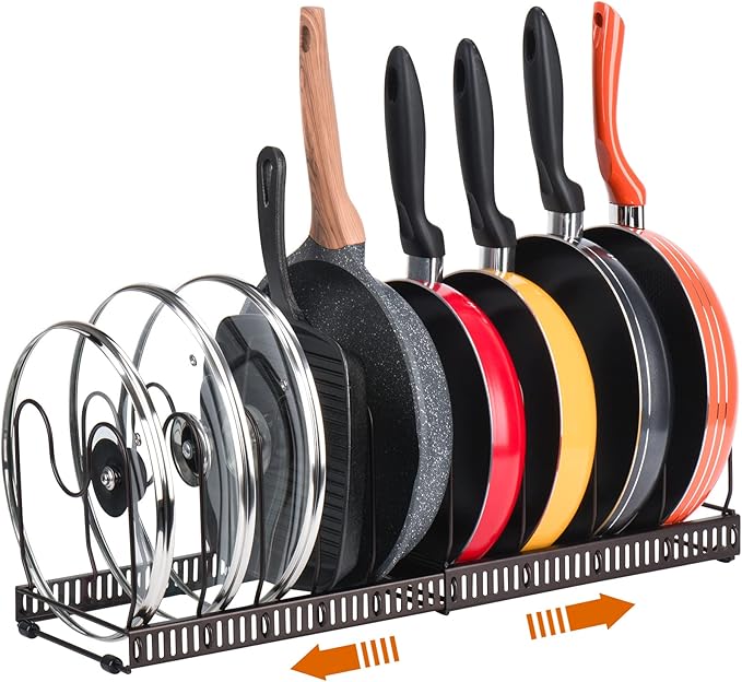 Toplife Pots and Pans Organizer Rack for Cabinet and Countertop