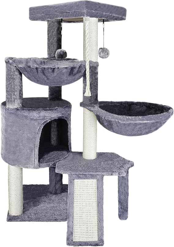 Xin Three Layer Cat Tree with Cat Condo and Two Hammocks