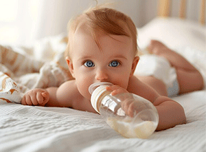 Allow your baby to play with the bottle