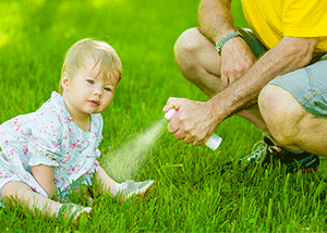 Apply a DEET repellent if your baby is at least two months old. 