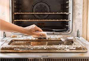 Cleaning oven racks with baking soda 